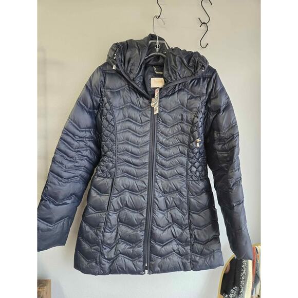 Laundry by Shelli Segal Navy Puffer Down Coat - Size Medium - Picture 1 of 5